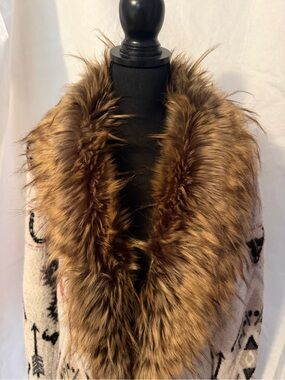 Show Me Your MuMu Brown Faux Fur Trim Knit Cape